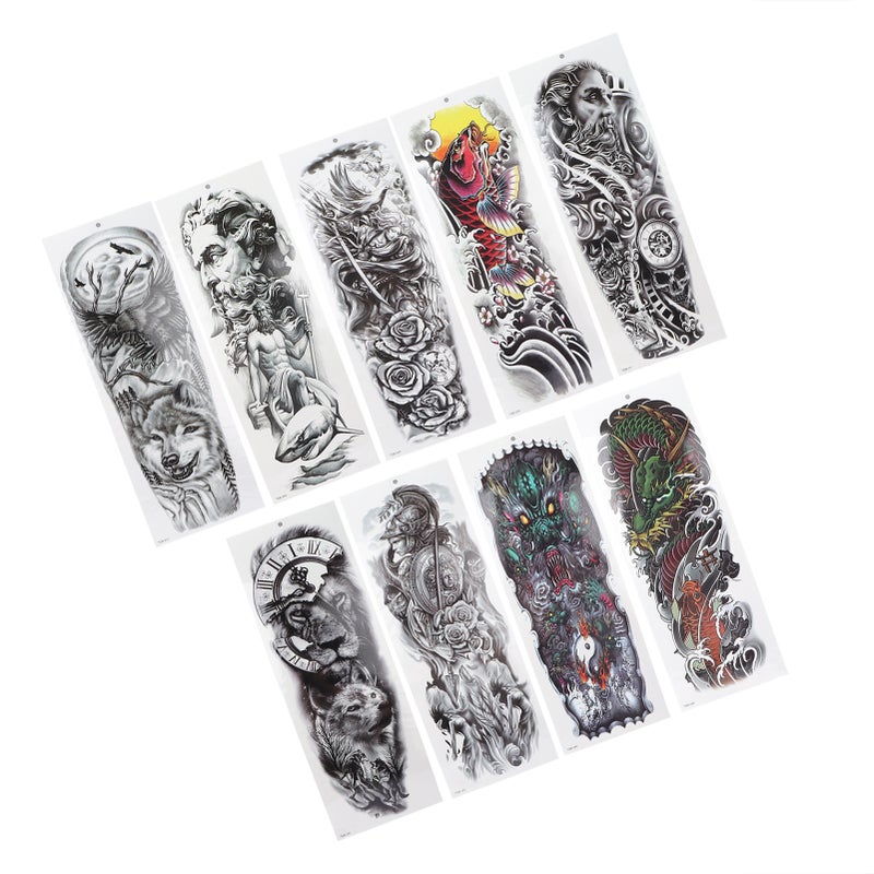 9Pcs Full Arm Tattoo Sticker Waterproof Temporary Long Lasting Large Pattern Tattoo Stickers - Image 3