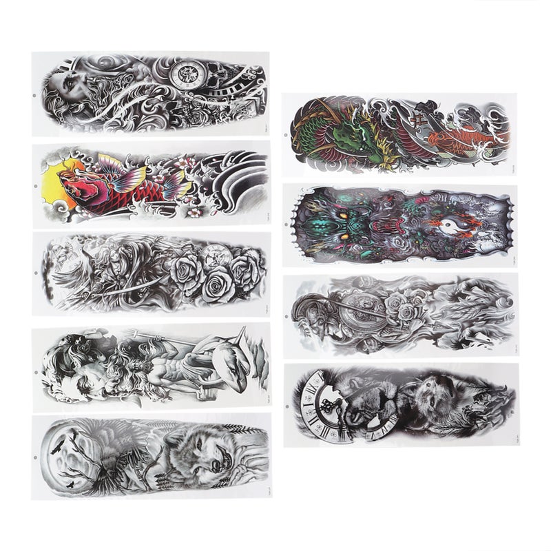 9Pcs Full Arm Tattoo Sticker Waterproof Temporary Long Lasting Large Pattern Tattoo Stickers - Image 4