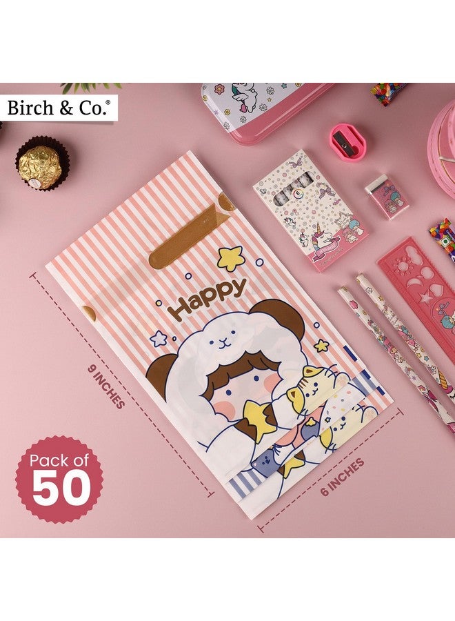 Birch & Co. Paper Return Gift Bags - Potli Bags,Return Gift Bags for Kids Birthday - Goodie Bag for Return Gift - Gift Covers Pouch for Birthday - Party Bags,Stripes,Pack 50,Multicolor - Image 2