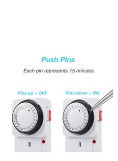 Excefore Timer Plug Socket, 24 Hour Programmable Mechanical Timer Plug Switch, Energy Saving UK Plug-in Indoor Timer Socket, for Lights, Indoor Lighting and Home Appliances (13A/3120W, 2 Pack)  - Image 3