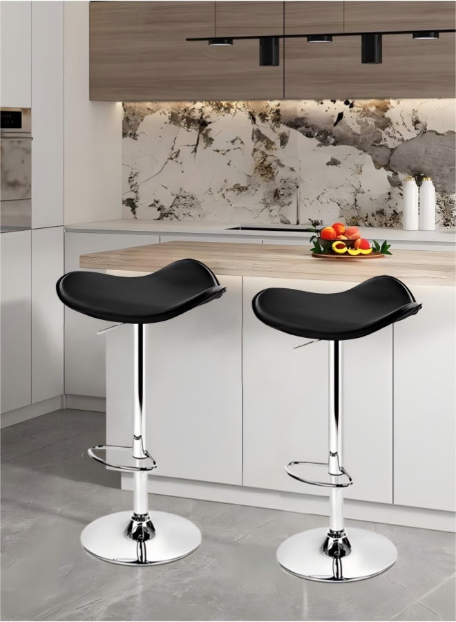 2 Bar Stools,Comfortable Adjustable High Bar Chair with 360°Swivel Perfect for Home Kitchen Counter Dining High Footrest Stool - Image 1
