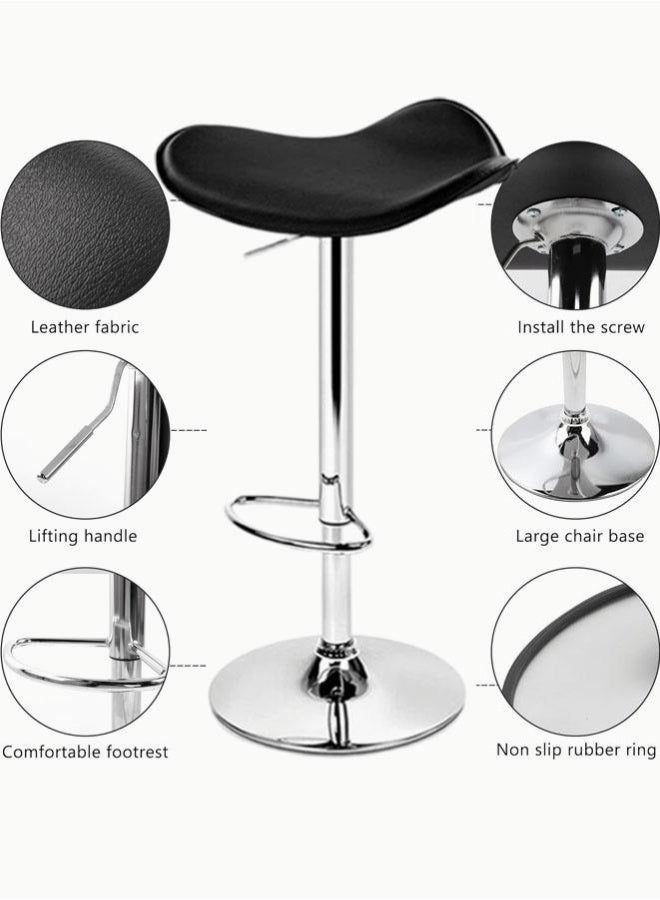 2 Bar Stools,Comfortable Adjustable High Bar Chair with 360°Swivel Perfect for Home Kitchen Counter Dining High Footrest Stool - Image 4