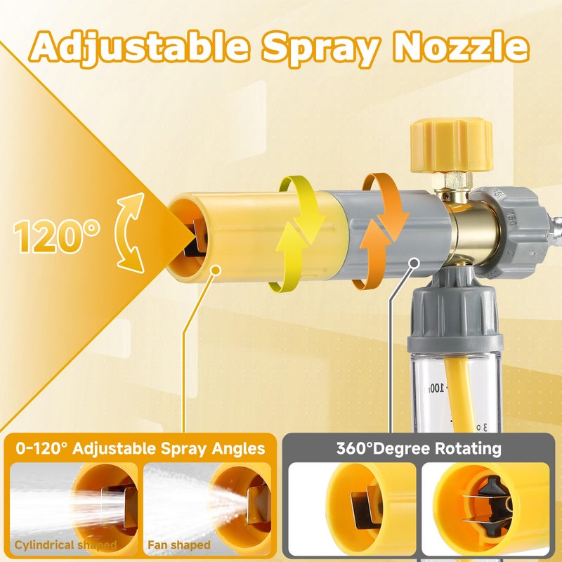 M MINGLE Mini Foam Cannon, Pressure Washer Foam Cannon with 5 Nozzle Tips, 1/4" Quick Connect for Car Wash, Patio, Deck Cleaning - Image 4