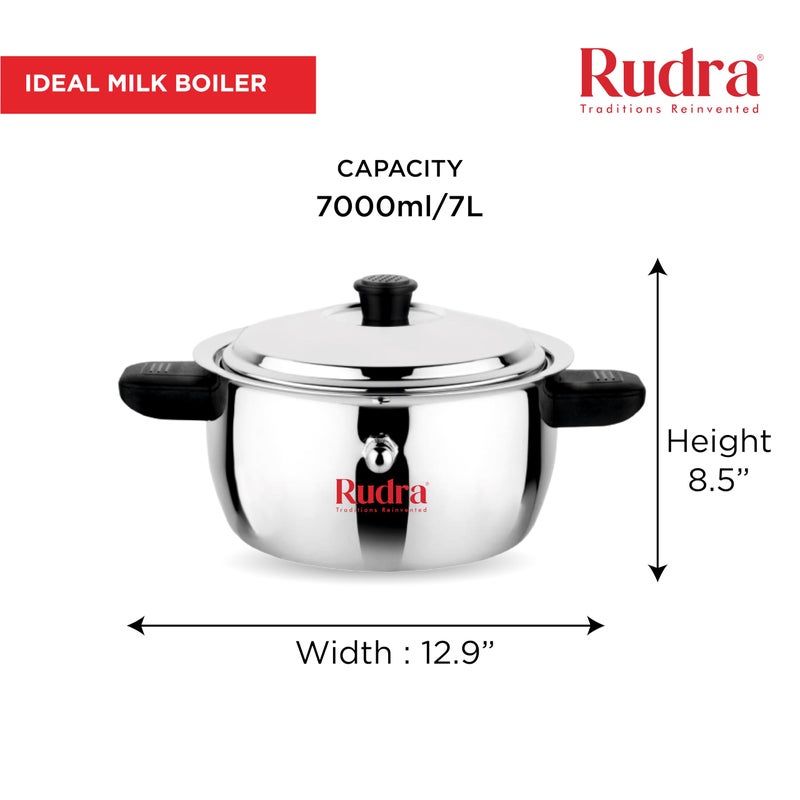 RUDRA Rudra Stainless Steel Ideal Milk Boiler/Cooker (7L) | SS 202 Grade | Spill-Proof Design | Gas & Induction Stove Compatible | Durable & Hygienic Cookware for Boiling Milk, Water, Tea & More  - Image 2