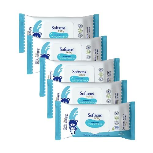 Softsens Baby 99.9% Pure Water Wipes | Pure Aloe Vera Extract with Lid Wipes For Babies (Pack of 5) - Image 1
