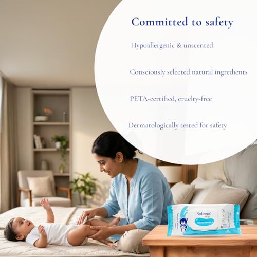 Softsens Baby 99.9% Pure Water Wipes | Pure Aloe Vera Extract with Lid Wipes For Babies (Pack of 5) - Image 4