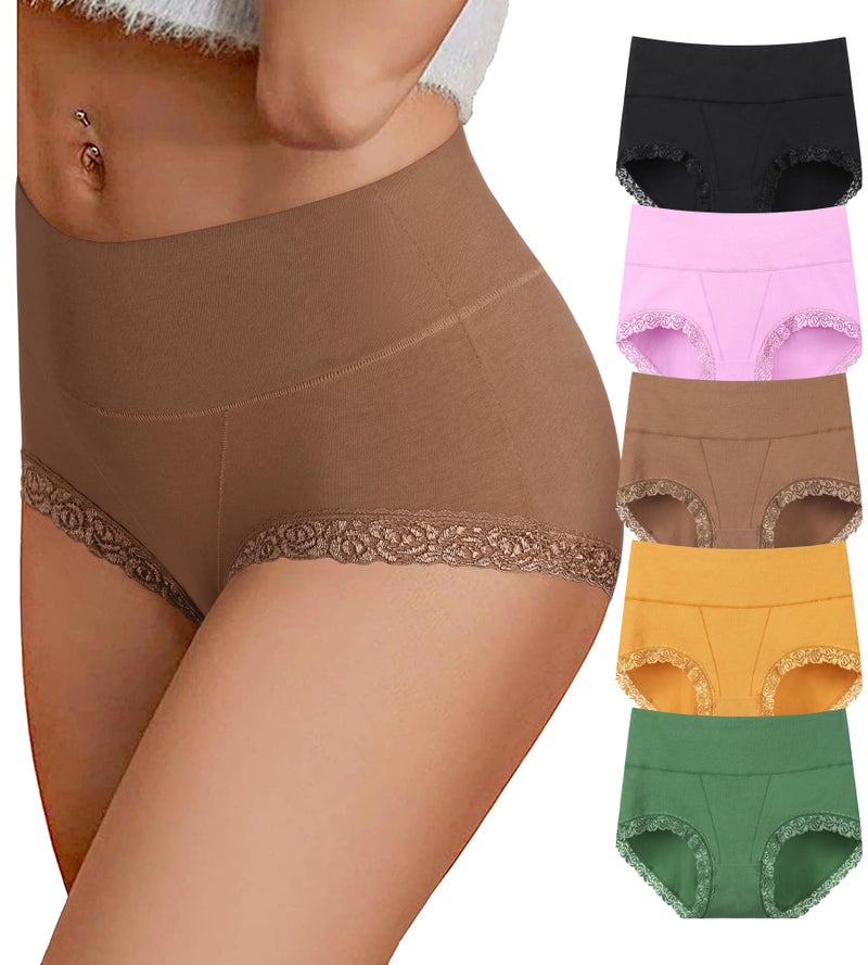OPIBOO Cotton Underwear For Women Boyshorts Ladies Soft Stretch Tummy Control Comfy No Muffin Panties Briefs XL - Image 1