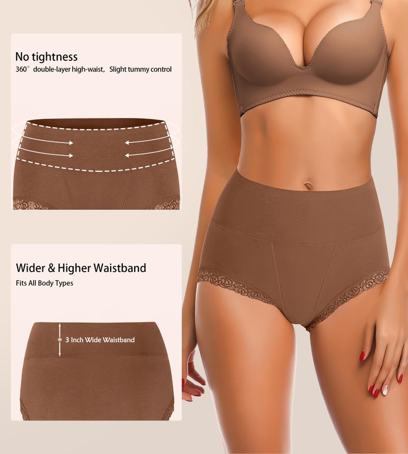 OPIBOO Cotton Underwear For Women Boyshorts Ladies Soft Stretch Tummy Control Comfy No Muffin Panties Briefs XL - Image 5