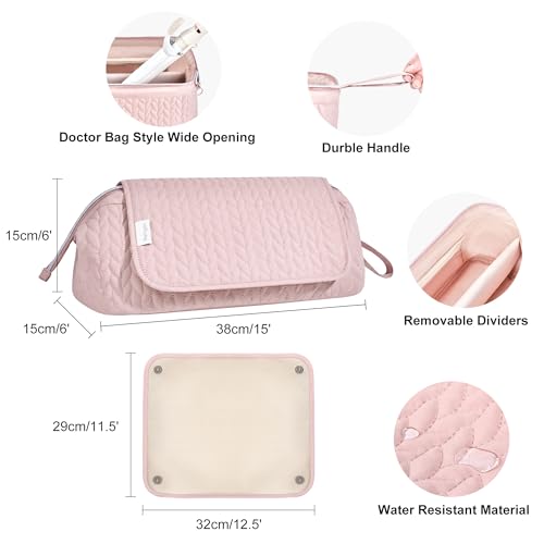 KarSyon Hair Tools Travel Bag Karsyon Heat Resistant Mat Case Hot Tools Straightener, Curling Iron,Hair Dryers,Haircare Accessories Travel Essentials for Women 2 in 1 Organizer Bags (Pink) - Image 5