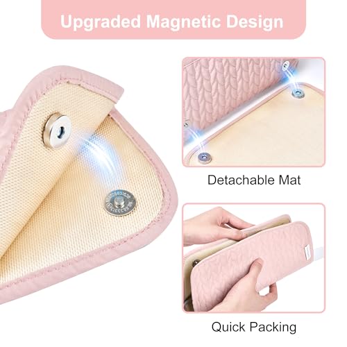 KarSyon Hair Tools Travel Bag Karsyon Heat Resistant Mat Case Hot Tools Straightener, Curling Iron,Hair Dryers,Haircare Accessories Travel Essentials for Women 2 in 1 Organizer Bags (Pink) - Image 4