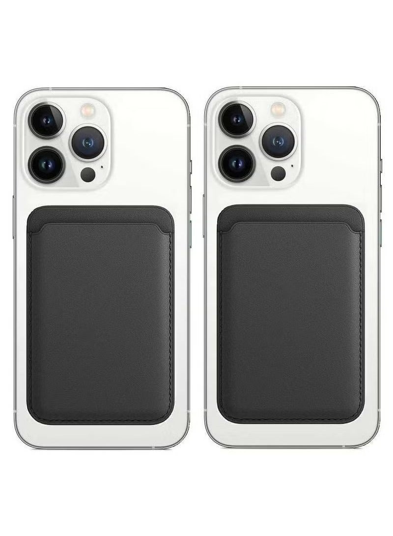 MIGOFAST 2 Pack Magnetic Card Holder Wallet Compatible with MagSafe for Apple iPhone | Strong Magnetic SnapOn Leather Wallet | Slim RFID Blocking Card Organizer for iPhone 14 13 12 Series | Secure Grip Minimalist Design - Image 1