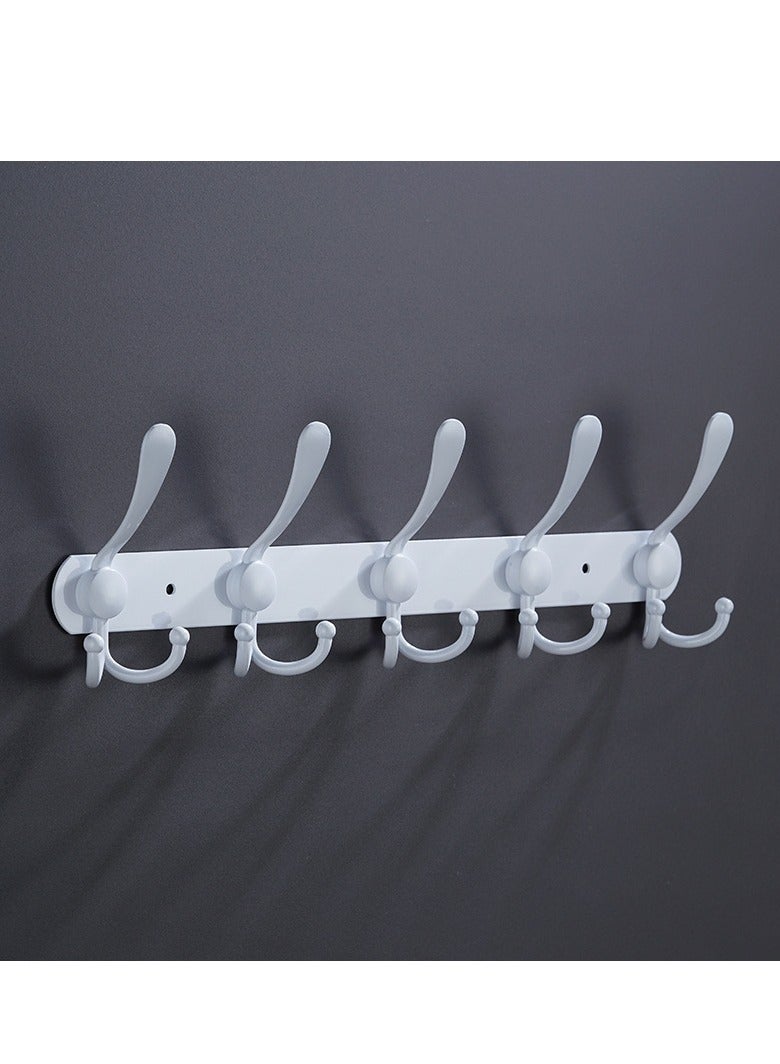 5 Hooks Coat Hooks for Wall Stainless Steel Coat Racks Heavy Duty Coat Hooks Wall Mounted - Wall Hanger Wall Hooks and Clothes Hooks White - Image 1