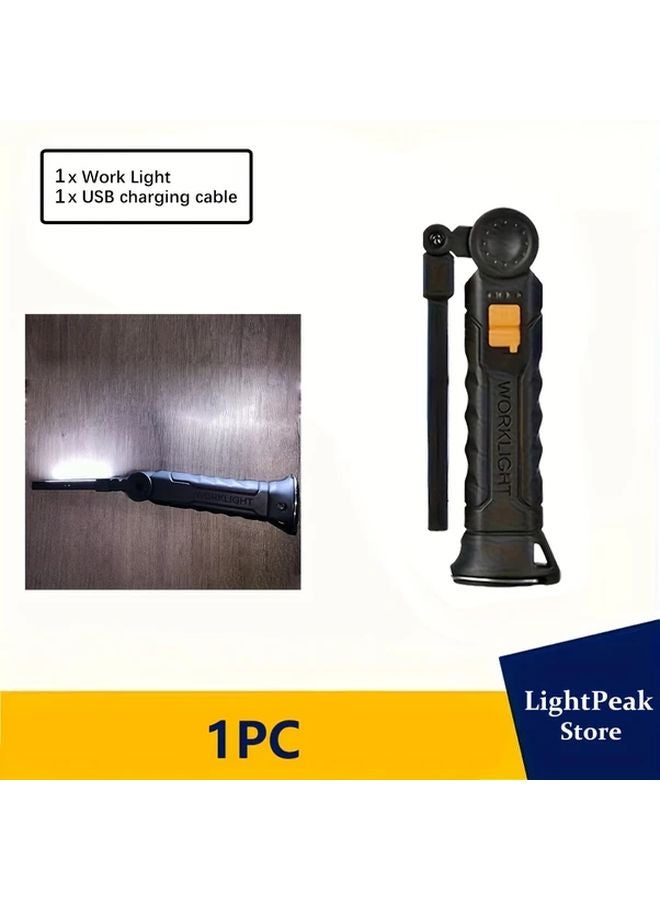 1pc MACROCOSM Magnetic USB C Rechargeable LED Flashlight Foldable For Camping - Image 1