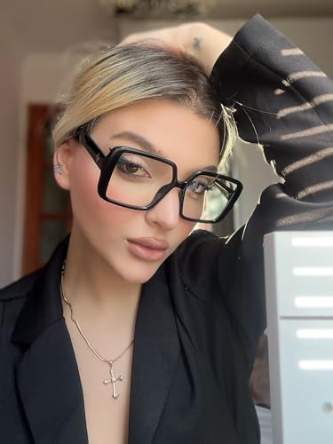 VISOONE Oversized TR90 Blue Light Blocking Glasses Fashion Accessories Non Prescription for Women Harvard - Image 3