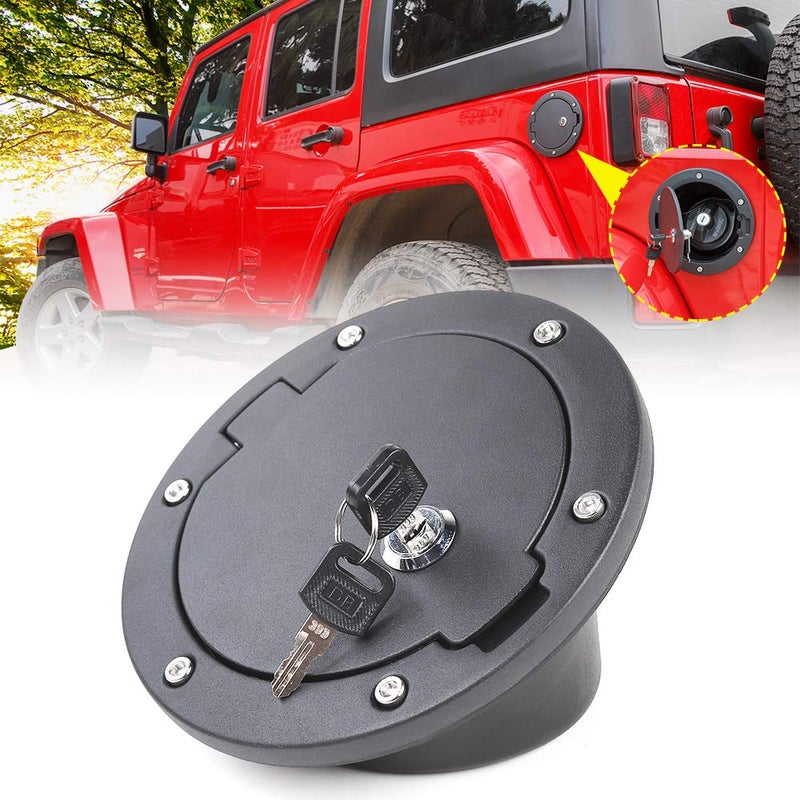 Fuel Door Cover JeCar Locking Gas Cap Cover for 20072018 Jeep Wrangler JK Unlimited