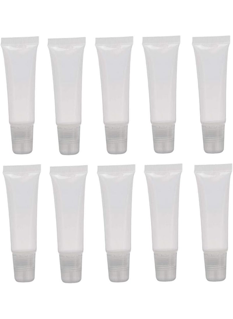 Happyupcity 10PCS 15ML 0.5OZ Transparent Empty Mini Plastic Lip Gloss Soft Tubes with Screw Cap Lip Balm Hand Cream Holder DIY Reusable Refillable Vial Container Squeeze Bottle for Travel Daily Life 