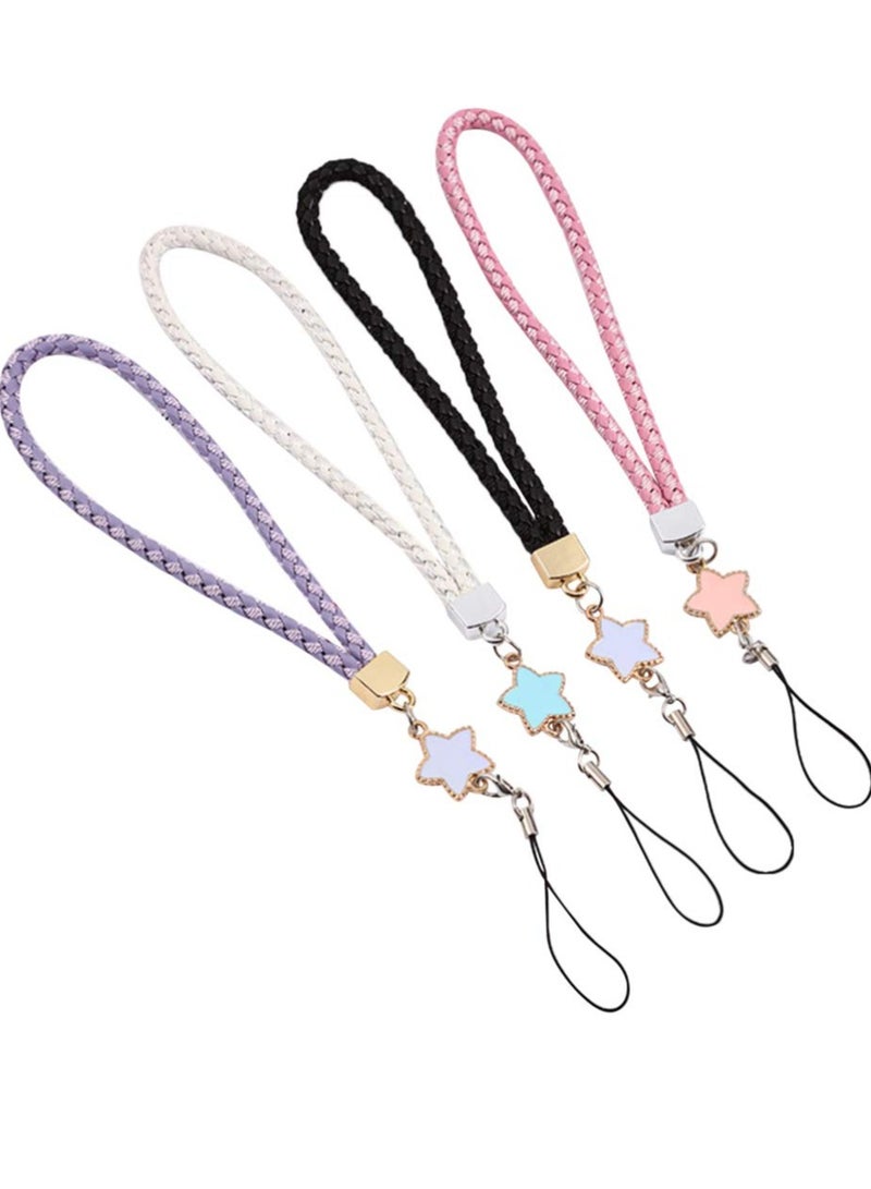 Handmade Leather Cell Phone Lanyard Wrist Strap, Star Charm Keychain, Smartphone Sling, and Wallet Accessory Set (4 Pieces) - Perfect for Cameras and Mobile Devices.  - Image 1