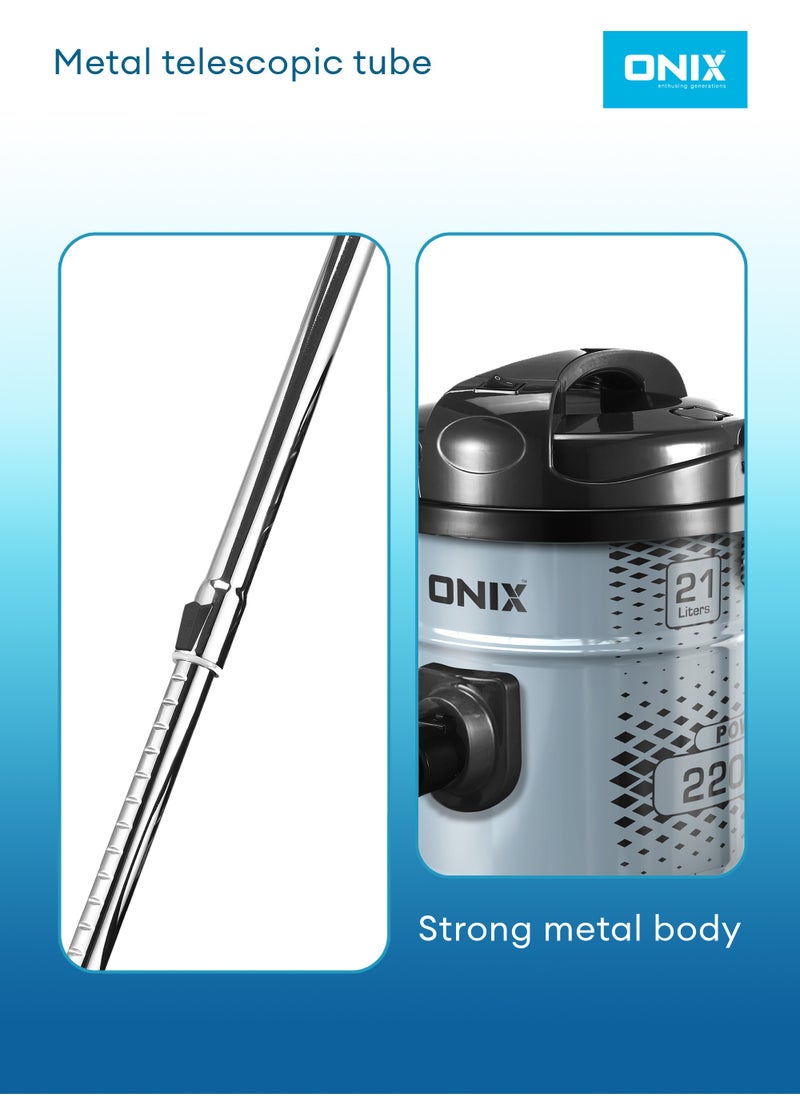 ONIX VACUUM CLEANER 21 LTR - Powerful 2200W Input, Large 21 Liter Dust Capacity, Blower Function, and Convenient Carrying Handle- Grey  - Image 5