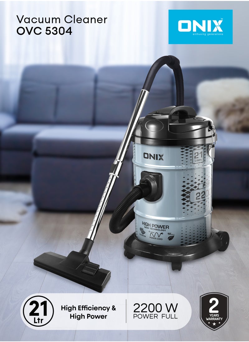 ONIX VACUUM CLEANER 21 LTR - Powerful 2200W Input, Large 21 Liter Dust Capacity, Blower Function, and Convenient Carrying Handle- Grey  - Image 2