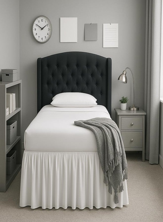Cottingon Dorm Bed Skirt Twin XL 42" with Split Corners, 100% Microfiber Soft and Stylish, College Room Essential, Extra Long Dust Ruffle for Extended Beds, White - Image 3