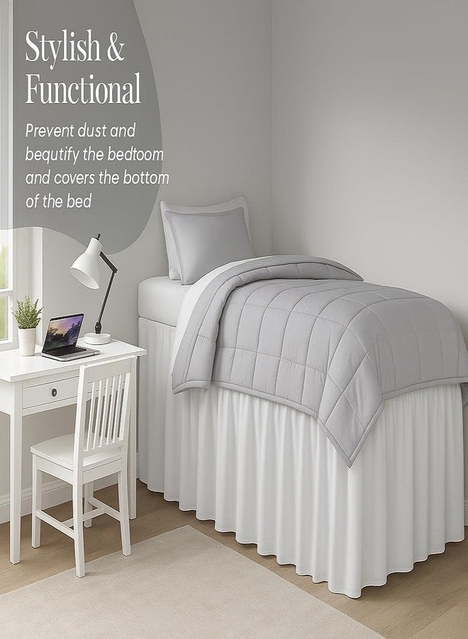 Cottingon Dorm Bed Skirt Twin XL 42" with Split Corners, 100% Microfiber Soft and Stylish, College Room Essential, Extra Long Dust Ruffle for Extended Beds, White - Image 5