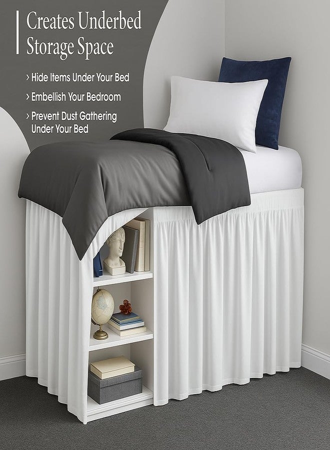 Cottingon Dorm Bed Skirt Twin XL 42" with Split Corners, 100% Microfiber Soft and Stylish, College Room Essential, Extra Long Dust Ruffle for Extended Beds, White - Image 4