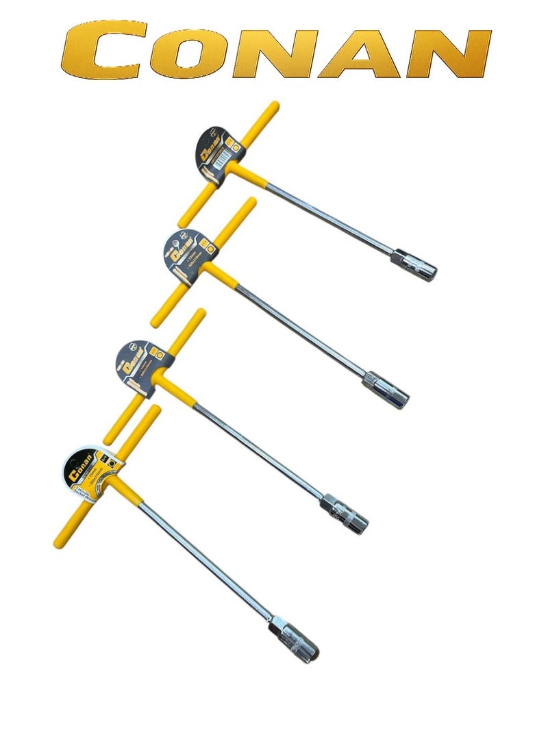 CONAN T-Handle Socket Wrench Set – 4 Pcs (12 mm / 13 mm / 14 mm / 15 mm) – Size 200×310 mm – Heavy-Duty Cr-V Steel – Non-Slip Coated Handle – Professional Workshop Design – Models COT5812 / COT5813 / COT5814 / COT5815 - Image 3