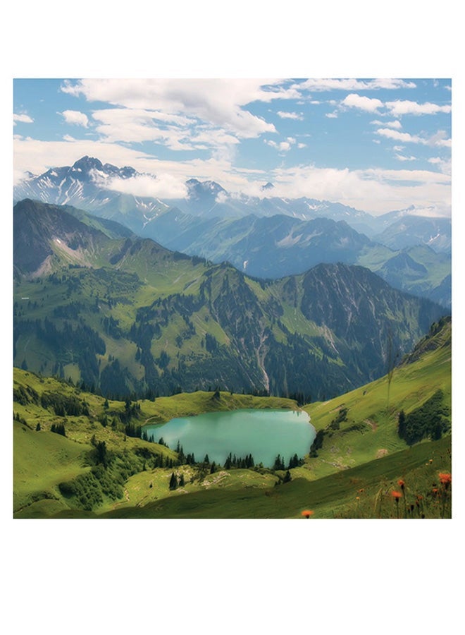 RYN Landscape - Lake Themed Wall Art Blue/Green/White 30x30cm - Image 2