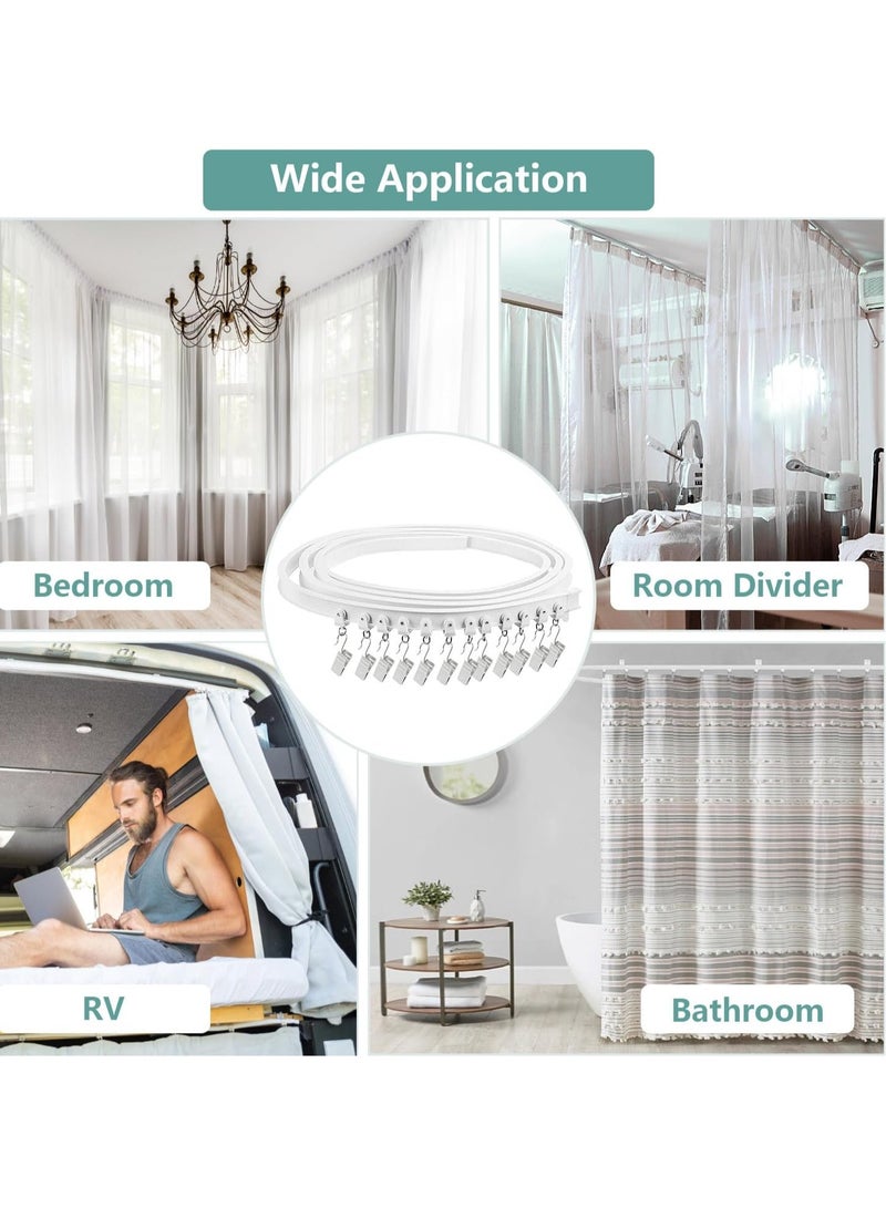 D&L Curved Ceiling Curtain Track  Flexible Bendable Curtain Track Ceiling Wall Mount Curved Ceiling Curtain Track 16.4 FT/5M Ceiling Track For Rail Bunk Bed Curtain Room Divider Sliding Curtain Rail Track System For Rv Bay Window - Image 2