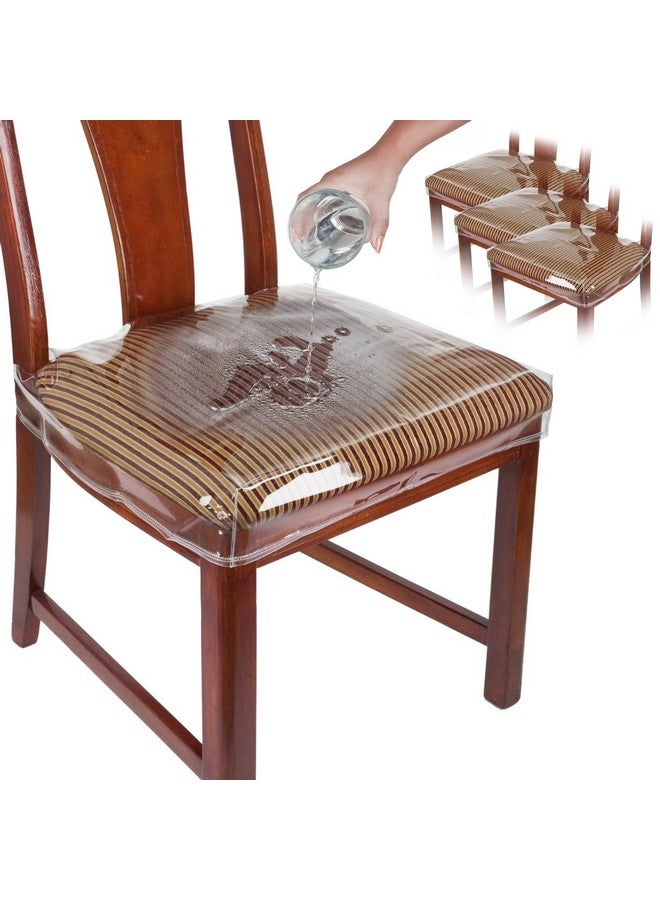Houseables Plastic Chair Covers, Plastic Seat Covers for Dining Chairs, Chair Protector, Vinyl, Clear, Waterproof for Cushion, Cats, Kids, Kitchen Room Table, Fits 16-18 Inch, 4 Pack - Image 1