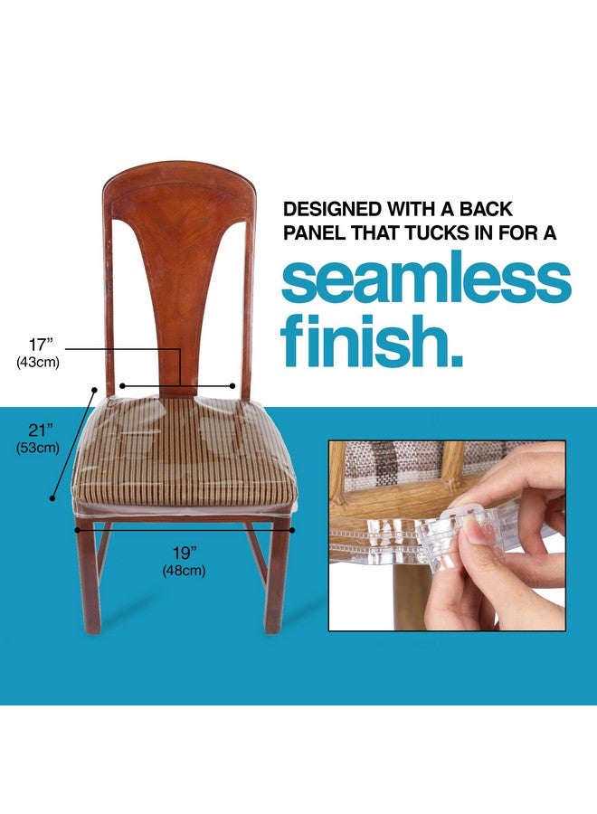 Houseables Plastic Chair Covers, Plastic Seat Covers for Dining Chairs, Chair Protector, Vinyl, Clear, Waterproof for Cushion, Cats, Kids, Kitchen Room Table, Fits 16-18 Inch, 4 Pack - Image 2