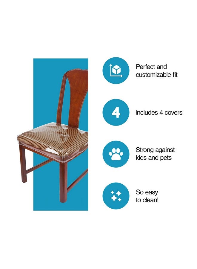 Houseables Plastic Chair Covers, Plastic Seat Covers for Dining Chairs, Chair Protector, Vinyl, Clear, Waterproof for Cushion, Cats, Kids, Kitchen Room Table, Fits 16-18 Inch, 4 Pack - Image 3
