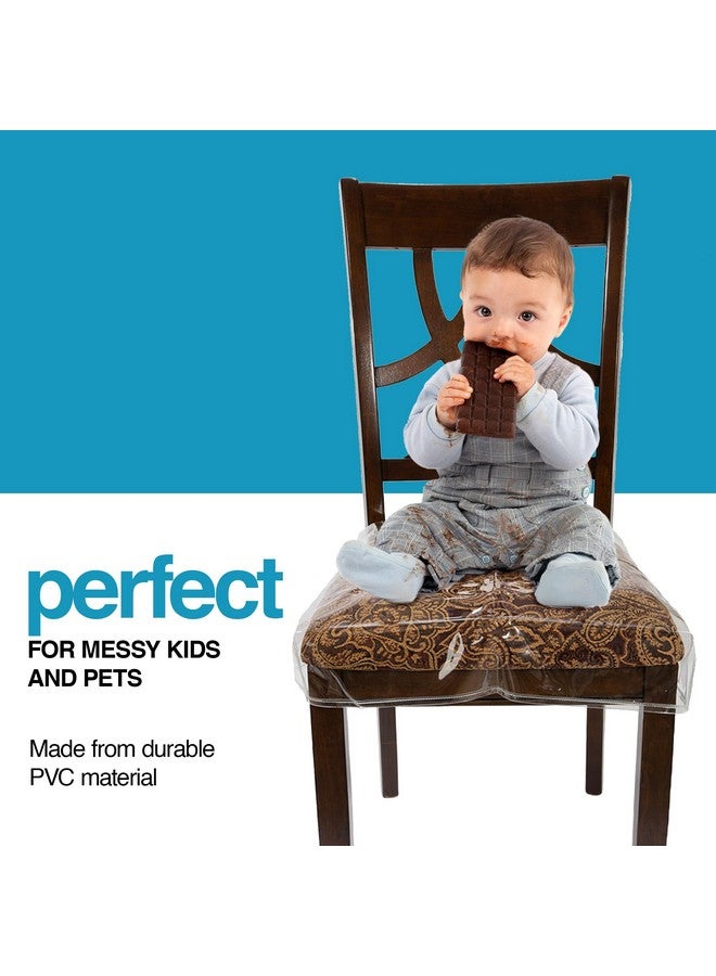 Houseables Plastic Chair Covers, Plastic Seat Covers for Dining Chairs, Chair Protector, Vinyl, Clear, Waterproof for Cushion, Cats, Kids, Kitchen Room Table, Fits 16-18 Inch, 4 Pack - Image 4