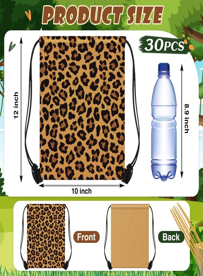 Yiyiring 30 Pcs Cheetah Drawstring Bags, Leopard Gift Drawstring bags cheetah party favors decor for Theme Birthday Party Supplies (Brown Leopard - Image 2