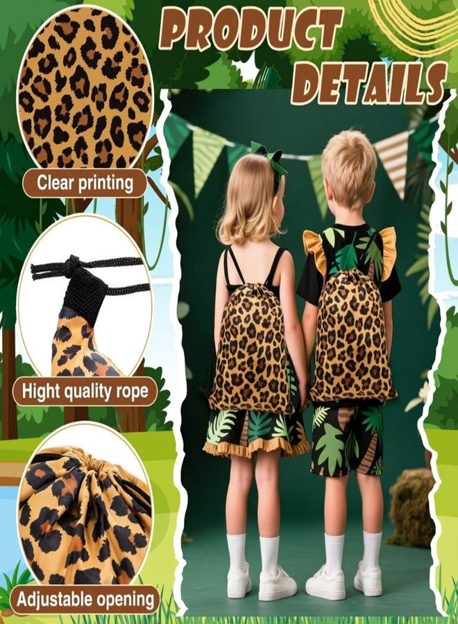 Yiyiring 30 Pcs Cheetah Drawstring Bags, Leopard Gift Drawstring bags cheetah party favors decor for Theme Birthday Party Supplies (Brown Leopard - Image 3