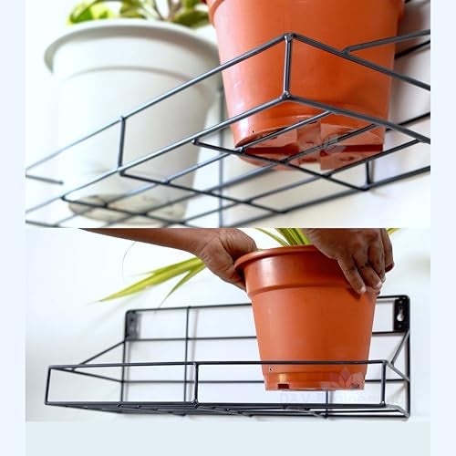 D&V ENGINEERING - Creative in innovation D&V Engineering Metal Wall-Mounted Planters Stand | Hanging Flower Pot Holder for Balcony, Living Room, Office Decor | Space-Saving Plant Stand | Holds Up to 20kg | Pack of 2, Black - Image 5