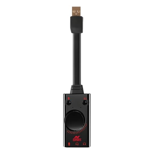ANT Esports بطاقة صوت USB للألعاب من Ant Esports 7.1، محول صوت ستيريو خارجي 7.1 قناة، جاك ميكروفون 3.5 مم لسماعة الألعاب، سماعات الأذن، PS4، لابتوب، سطح مكتب، ويندوز، ماك OS، لينوكس، توصيل وتشغيل - Image 1