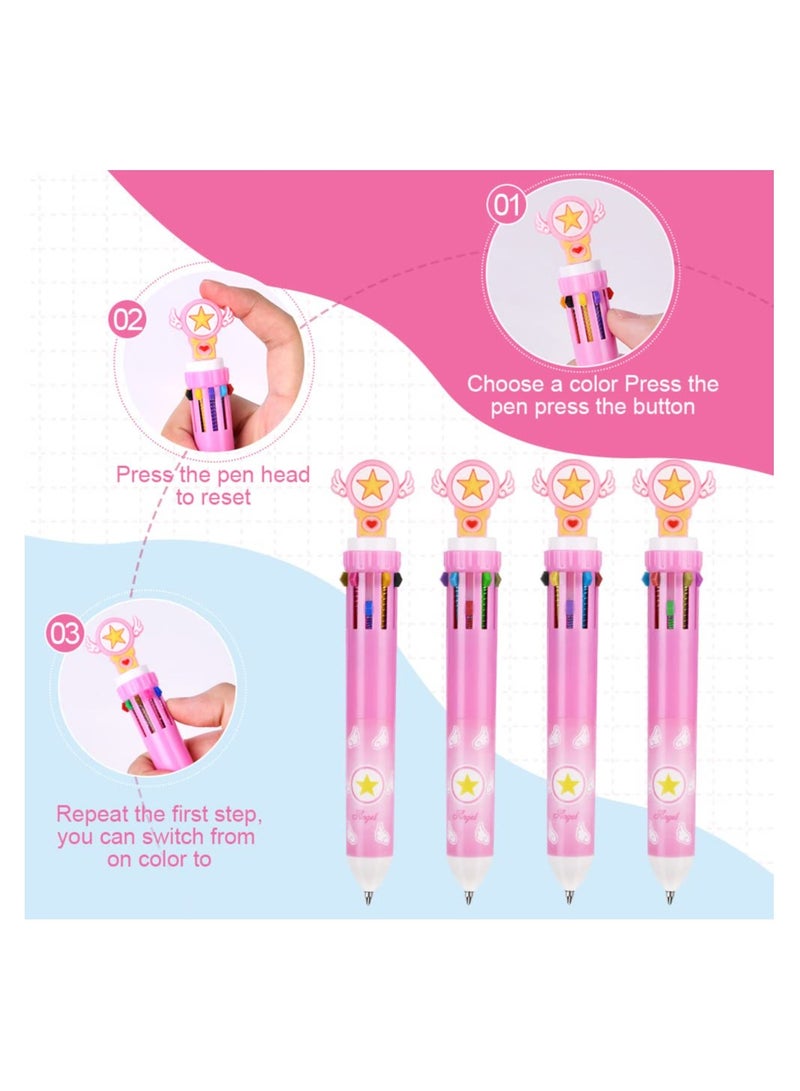 Excefore Multicolor Ballpoint Pen, 8pcs 10-in-1 Retractable Ballpoint Pens, 10colours Roller Ball Multicolor Pens for Office School Supplies Students Children Kids Gifts - Image 3