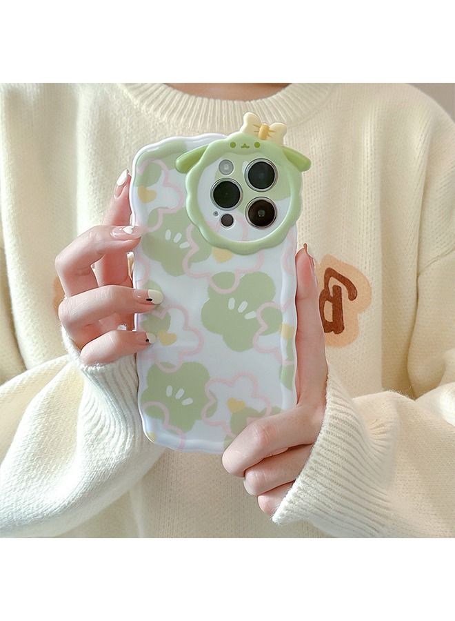 يونيك غطاء سيليكون لهاتف ايفون 14 برو ماكس جلد واقية من جلد الأغنام والزهور غطاء سيليكون مقاوم للصدمات، 6.7 انش - ابيض - Image 5