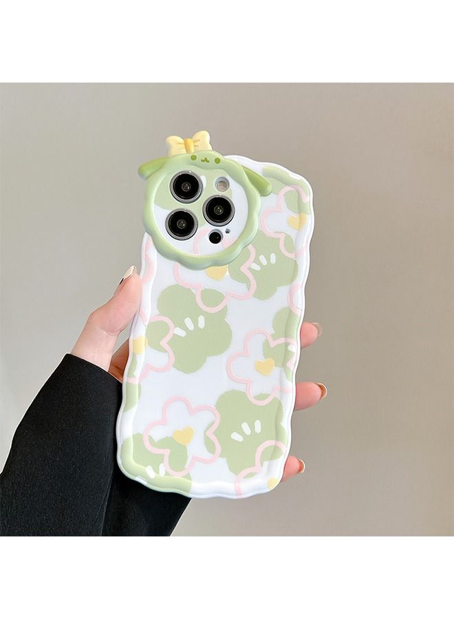 يونيك غطاء سيليكون لهاتف ايفون 14 برو ماكس جلد واقية من جلد الأغنام والزهور غطاء سيليكون مقاوم للصدمات، 6.7 انش - ابيض - Image 4