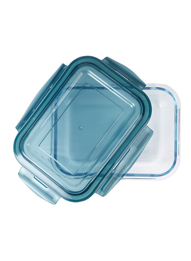 Royalford 1040ML 370ML 2 Pcs Glass Container Multicolour Assorted Clear With Green/Blue Lid Assorted - Image 1