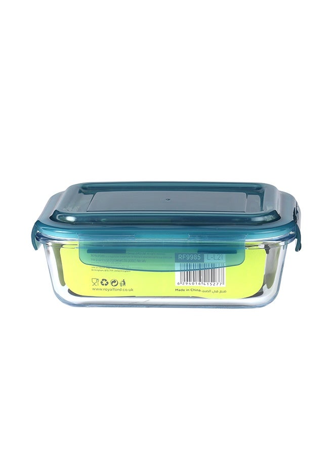 Royalford 1040ML 370ML 2 Pcs Glass Container Multicolour Assorted Clear With Green/Blue Lid Assorted - Image 3