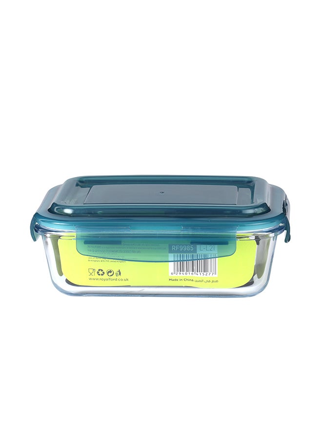 Royalford 1040ML 370ML 2 Pcs Glass Container Multicolour Assorted Clear With Green/Blue Lid Assorted - Image 4