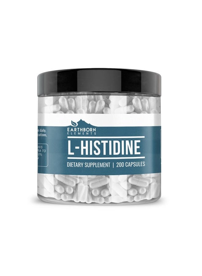 earthborn elements L-Histidine 200 Capsules, Pure & Undiluted, No Additives - Image 1