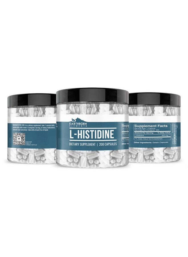 earthborn elements L-Histidine 200 Capsules, Pure & Undiluted, No Additives - Image 2