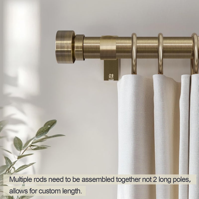 Lootkell Antique Bronze Curtain Rods for Windows 66 to 120 Inches Adjustable Length Heavy Duty 1" Diameter Window Curtain Rod with Solid Metal Finials for Outdoor Farmhouse Bedroom Kitchen Living Room - Image 3
