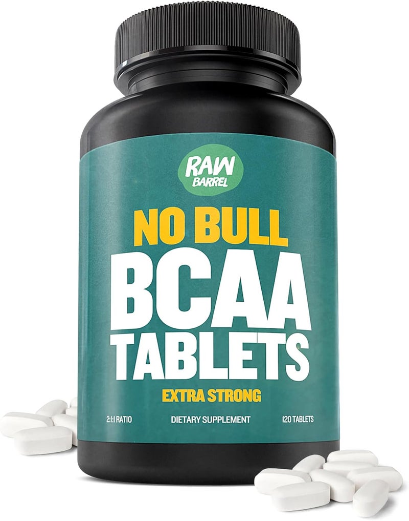Raw Barrel أقراص BCAA 1000 ملغ مكمل الأحماض الأمينية المتفرعة لسلاسة العضلات والطاقة قبل أو بعد التمرين BCAAs للرجال والنساء 120 قرص طبيعي نقي خالي من الكائنات المعدلة وراثيًا - Image 1