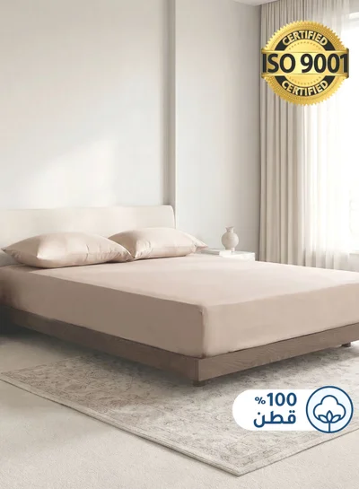 سيد المنسوجات المنزلية طقم شراشف ملائم من القطن،مصنوع من القطن 100٪ ، 200 غرزة ، يحتوي على 3 قطع بحجم كينج مع جيب عميق بعمق 35 سم