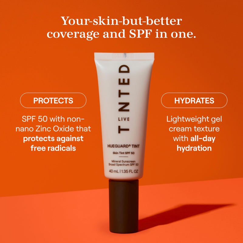 Live Tinted Hueguard Skin Tint SPF 50 - Tinted Mineral Sunscreen with Light-Medium Buildable Coverage With a Hydrating and Radiant Finish - Water and Sweat Resistant, 1.35 fl oz - Shade 08 - Image 2