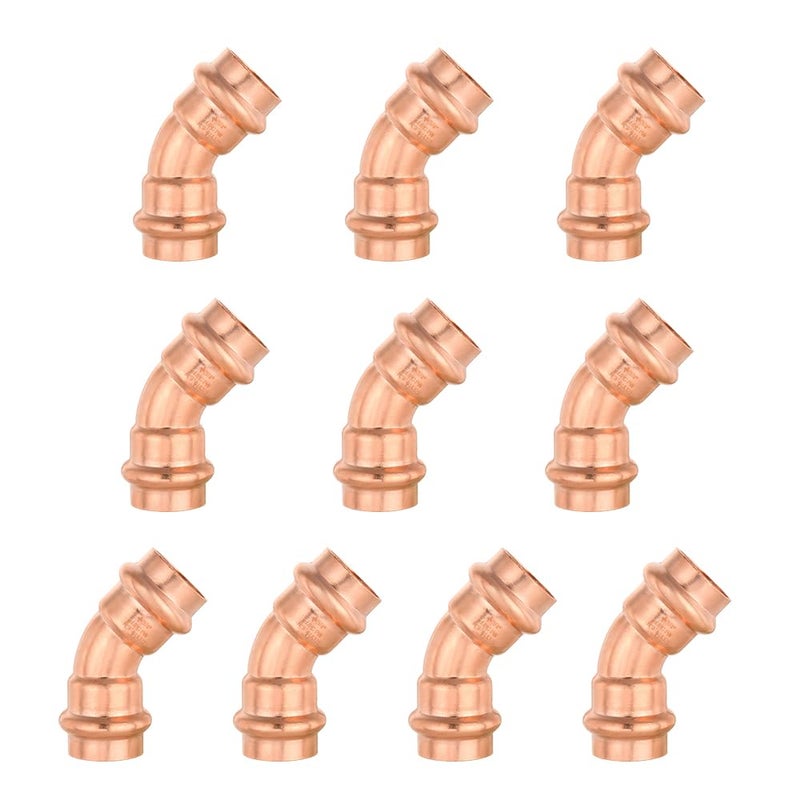 EFIELD Pack of 10 EFIELD 34 x 34 Copper Press Fit 45 Degree Elbow Fittings For Copper Tube Connection LBP DesignPRESS007 - Image 2
